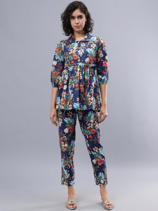 Floral Printed Pure Cotton Tunic & Trousers