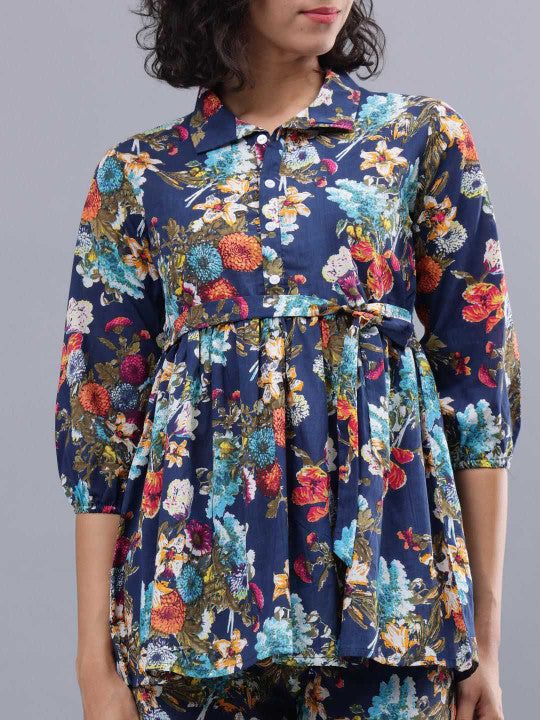Floral Printed Pure Cotton Tunic & Trousers